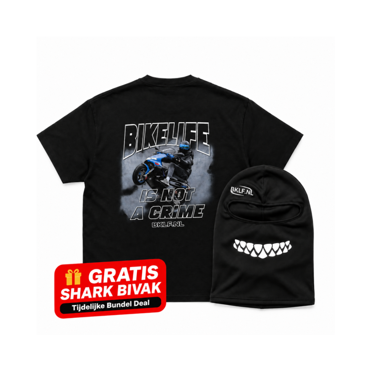 BUNDEL: Crime T-Shirt + Gratis SharkBivak